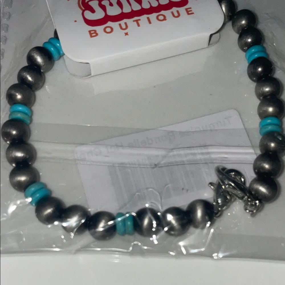 Antique Silver and Turquoise Beaded Trucker hat chain